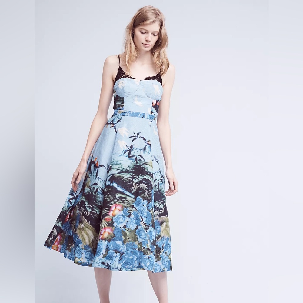 Tracy Reese x Anthropologie Scenic View Dress size 14 silk and linen NWT